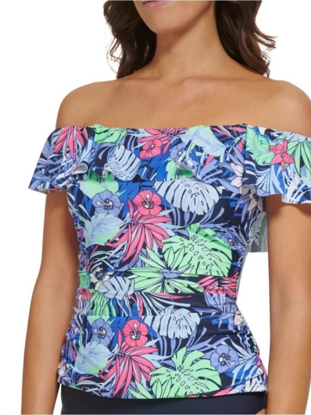 Tropical Off-Shoulder Ruffle Tankini Top - from Tommy Hilfiger